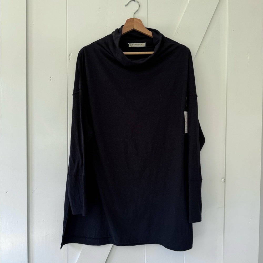 Free People Black Long Sleeve Top
